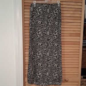 A New Day Black and Cream Animal Print Long  Satin Finish Skirt